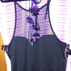 Fishnet Top Black Dress NWOT
